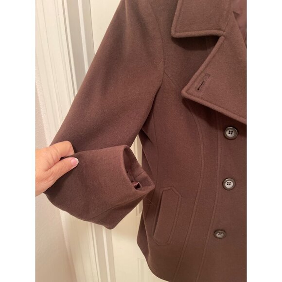 Sonoma Life+Style Wool Blend Brown Peacoat Womens Size Large - Picture 7 of 12